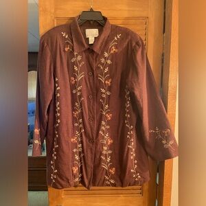 Susan Graver Embroidered Brown Jacket 1X